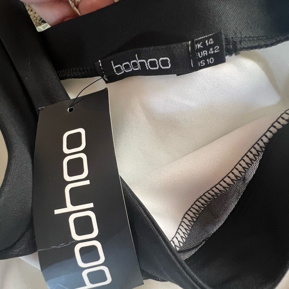 BOOHOO Strapy One Shoulder Black Side Mesh Scuba Body-con Midi Dress from UK - Picture 9 of 12